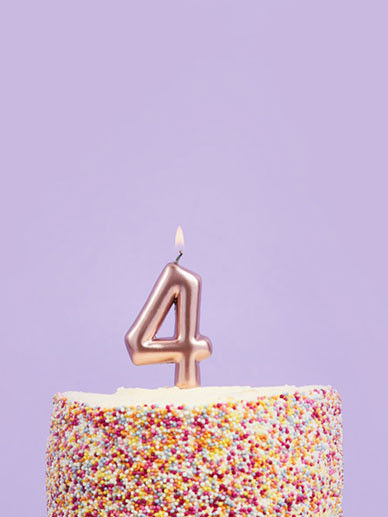 Metallic Rose Gold Number Candle 4